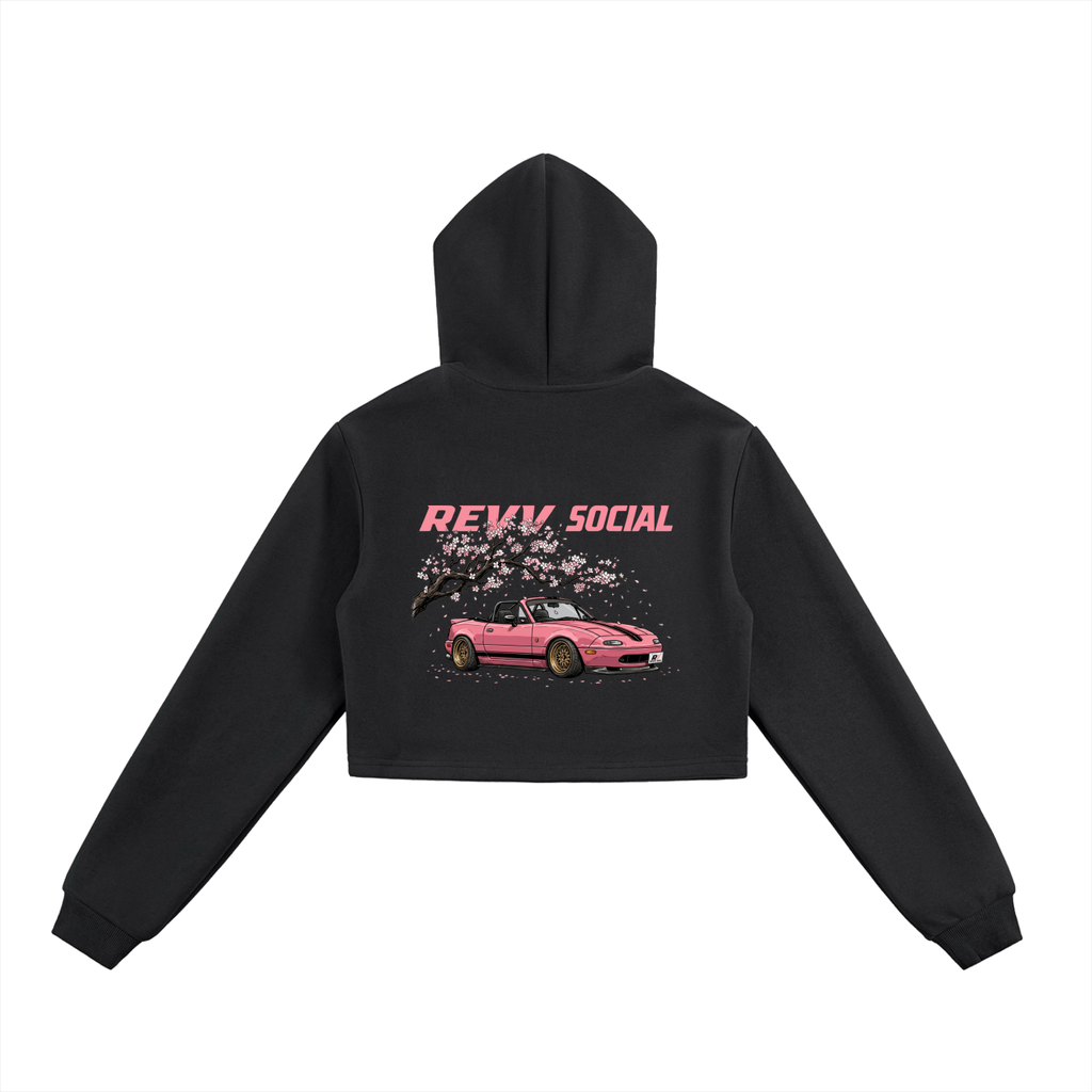 Cherry Blossom Revv Social - Woman Cropped Zip-Up Hoodie