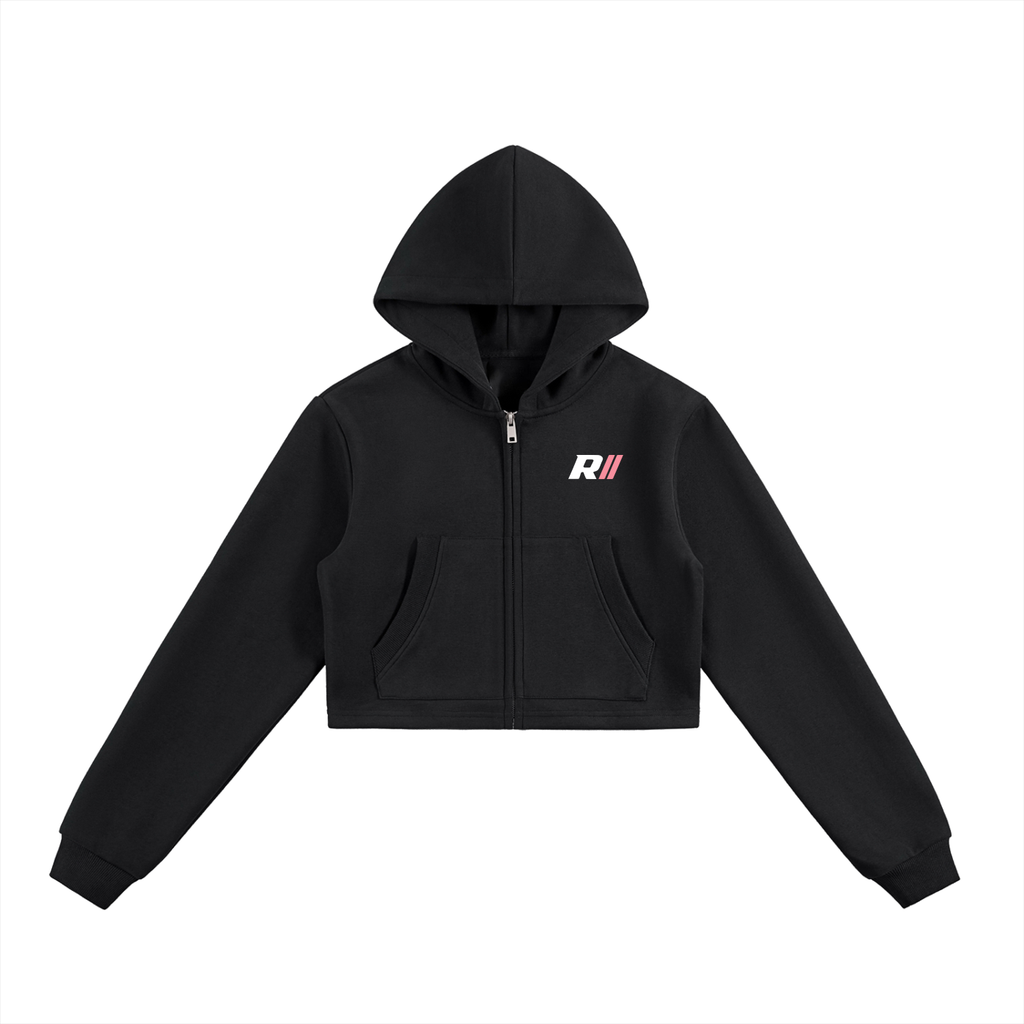 Cherry Blossom Revv Social - Woman Cropped Zip-Up Hoodie