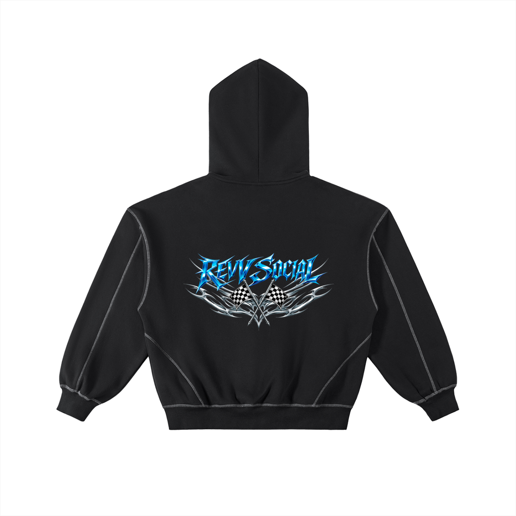 Metal Revv Social - Stitched Boxy Fleece Zip Hoodie