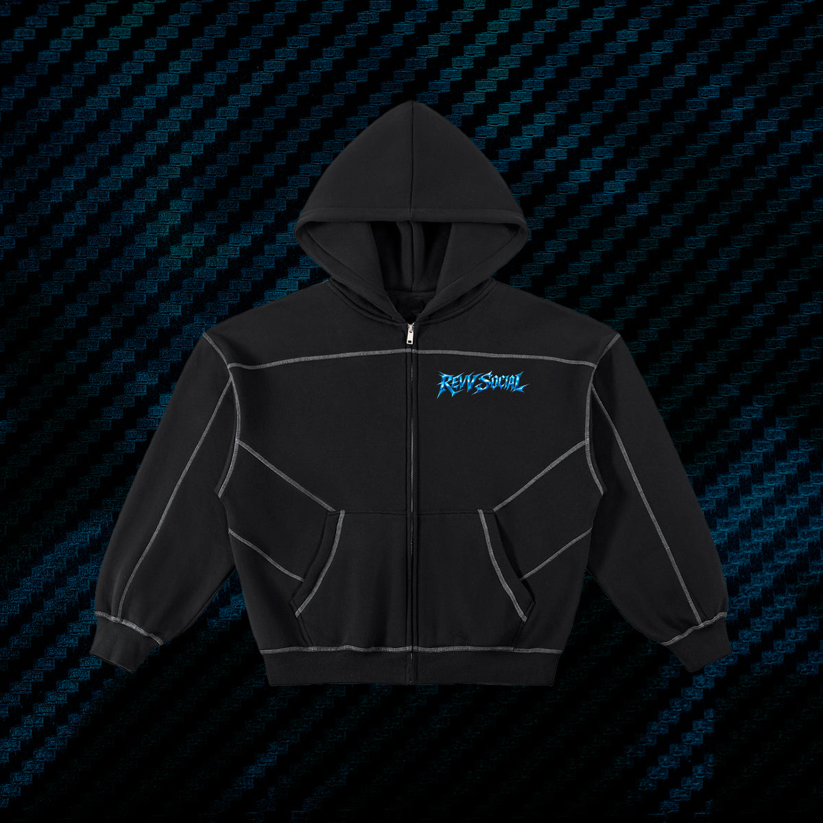 Metal Revv Social - Stitched Boxy Fleece Zip Hoodie