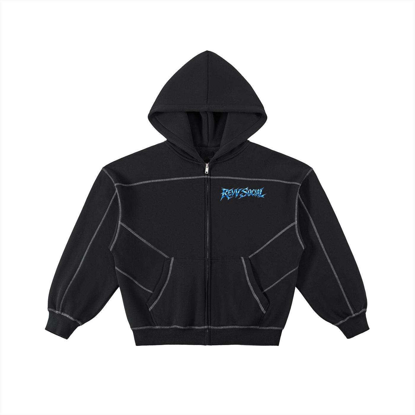 Metal Revv Social - Stitched Boxy Fleece Zip Hoodie