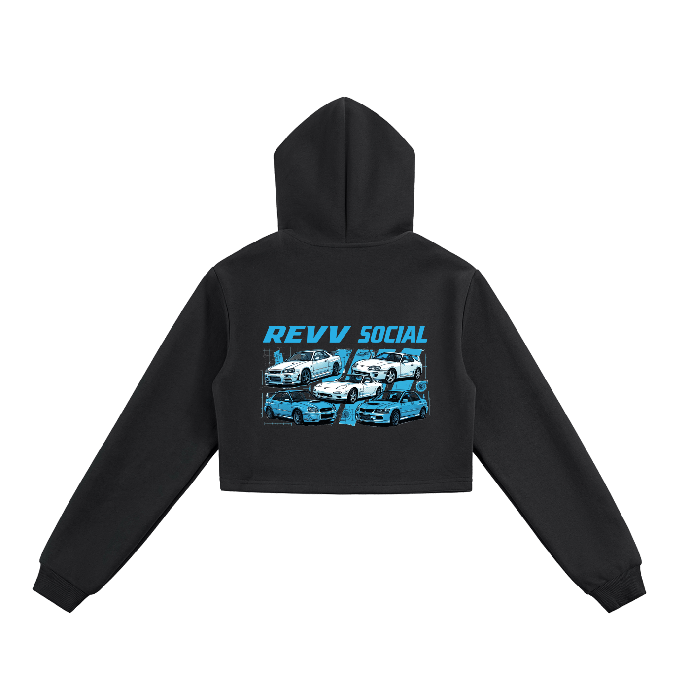 JDM Prototypes Revv Social - Woman Cropped Zip-Up Hoodie